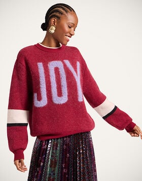 Joy Sweater La DoubleJ: Color Block Red & Lilac PUL0248KNI156