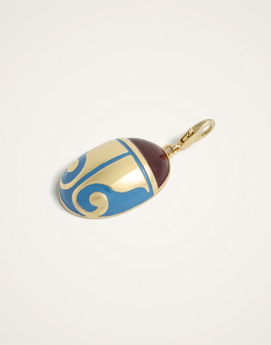 Mini JJ Scarab Charm La DoubleJ: 24K Gold Plate & Blue Enamel Mini JJ Scarab Charm La DoubleJ: 24K Gold Plate & Blue Enamel CHM0026MET002