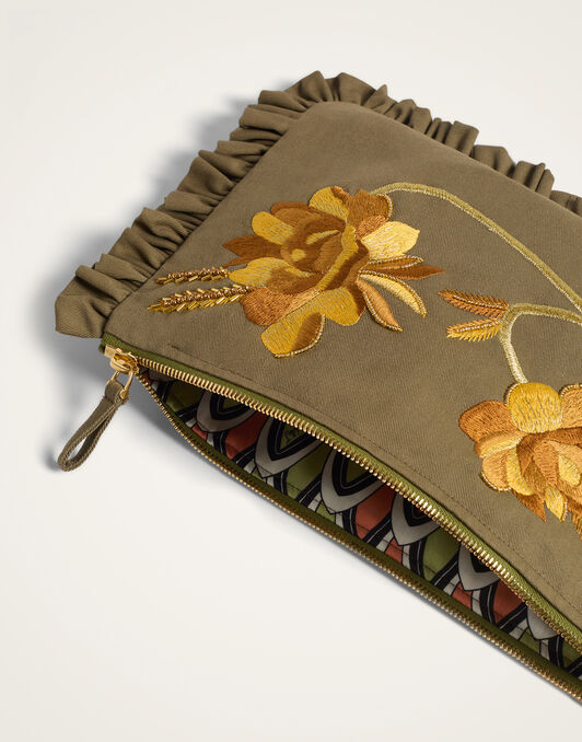 Hand Pochette La DoubleJ: Solid Khaki Green Hand Pochette La DoubleJ: Solid Khaki Green BAG0098COT089