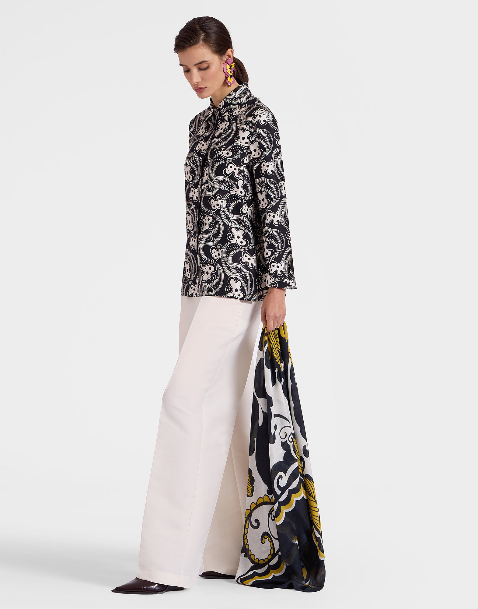 Foulard 140 La DoubleJ: Marea Black & White Foulard 140 La DoubleJ: Marea Black & White SCA0060MOS001