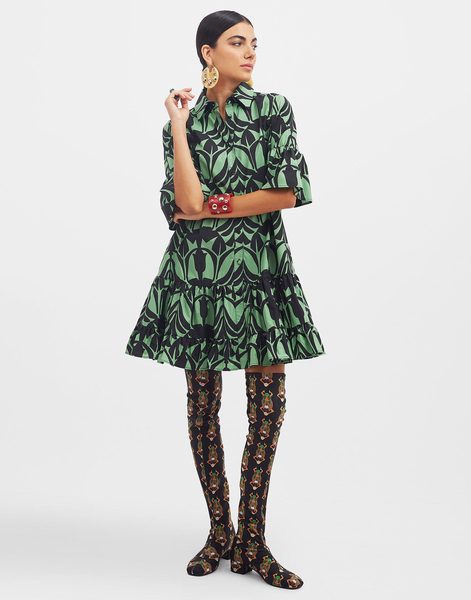 Choux Dress La DoubleJ: Papyrus Green DRE0205COT015