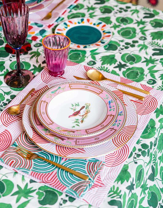 Medium Tablecloth La DoubleJ: Wildbird Verde Medium Tablecloth La DoubleJ: Wildbird Verde TBC0002LIN001