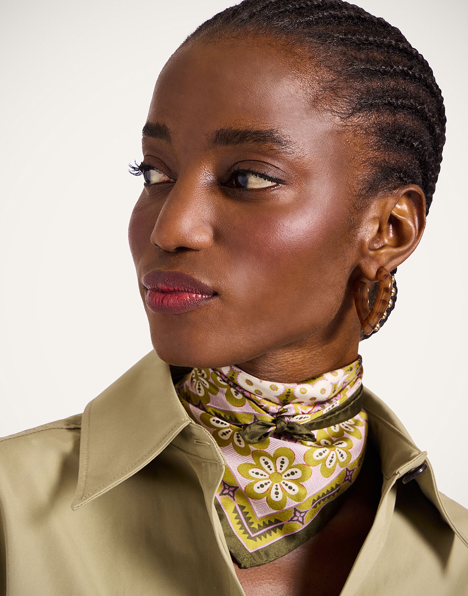 Foulard 45 La DoubleJ: Pagoda Placée Pink SCA0065SIL006