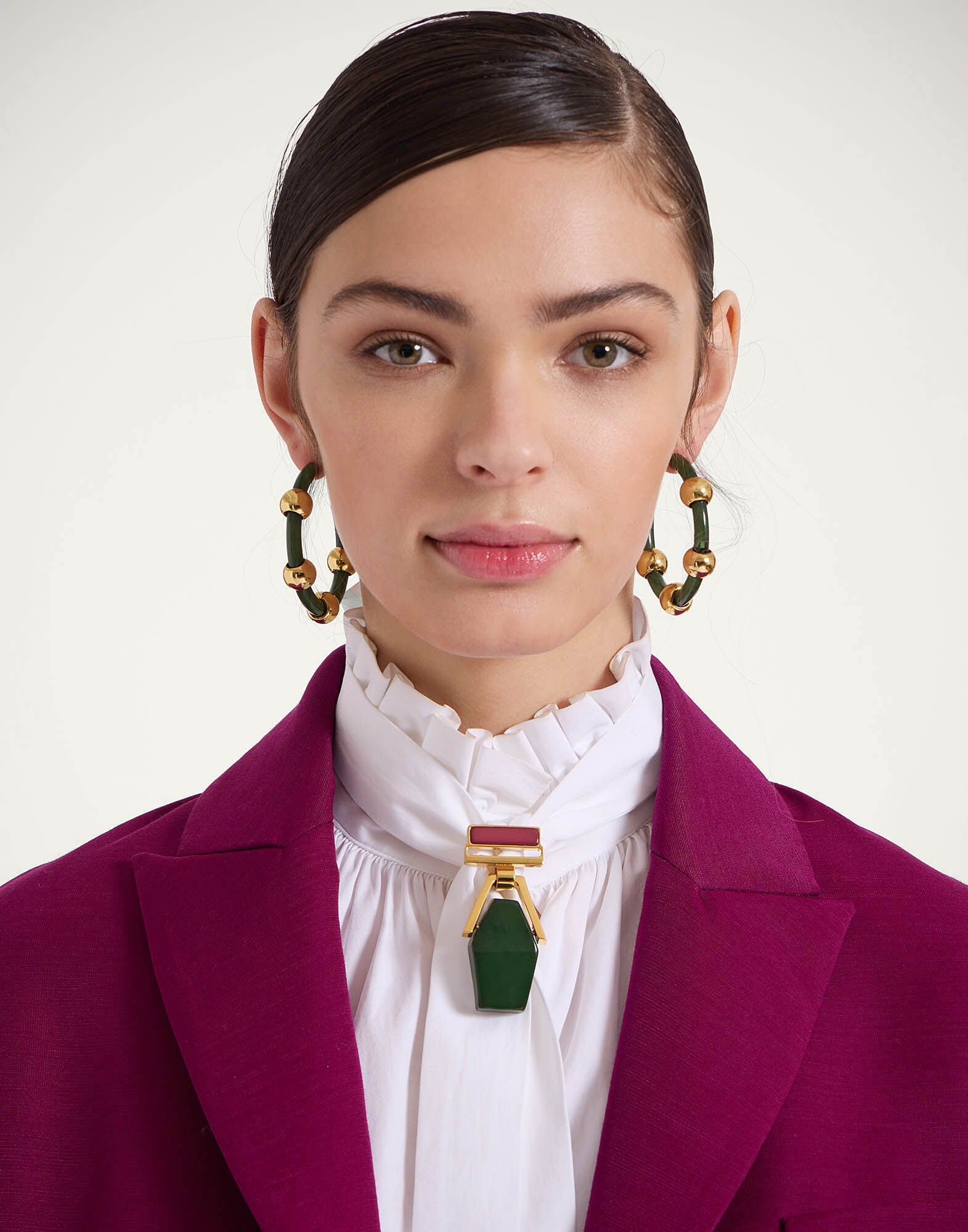Studded Hoops La DoubleJ: Solid Camouflage Studded Hoops La DoubleJ: Solid Camouflage EAR0049POL014