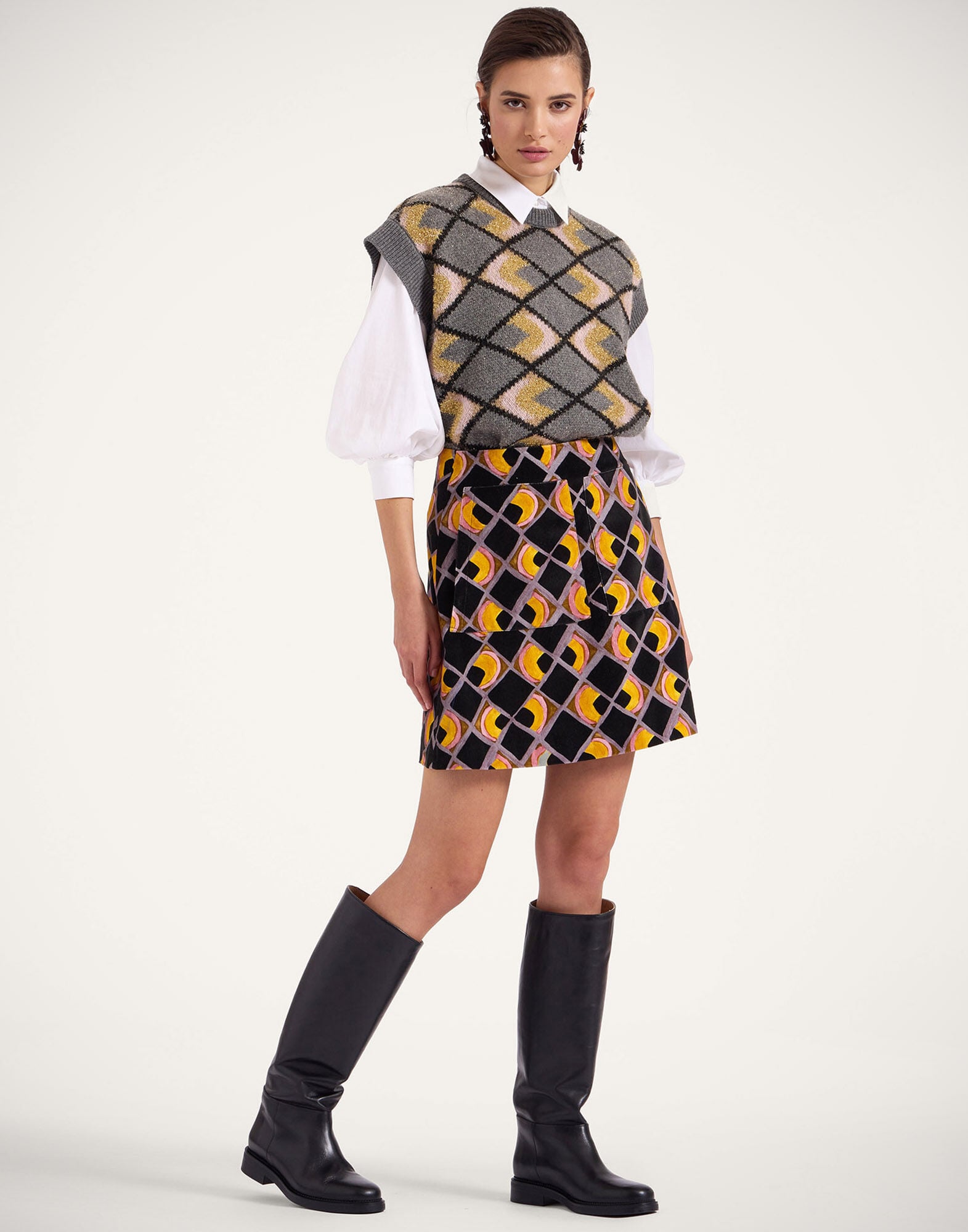 Short Skirt La DoubleJ: Half-Light Black SKI0027VEL001