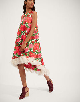 La Scala High Dress (With Feathers) La DoubleJ: Pink Dahlias DRE0211COT005