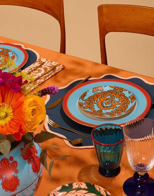 Side Plates Set Of 2 La DoubleJ: Turquoise - Pink Garland SID0002CER001