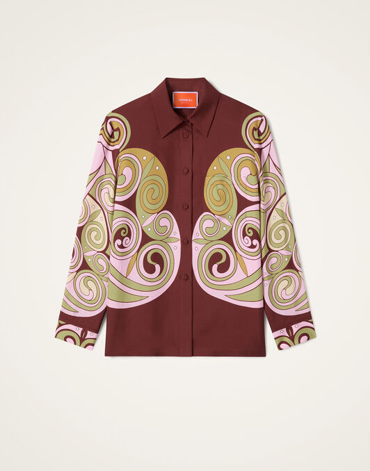 Boy Shirt La DoubleJ: Kells Swirl Placée Burgundy SHI0040SIL026