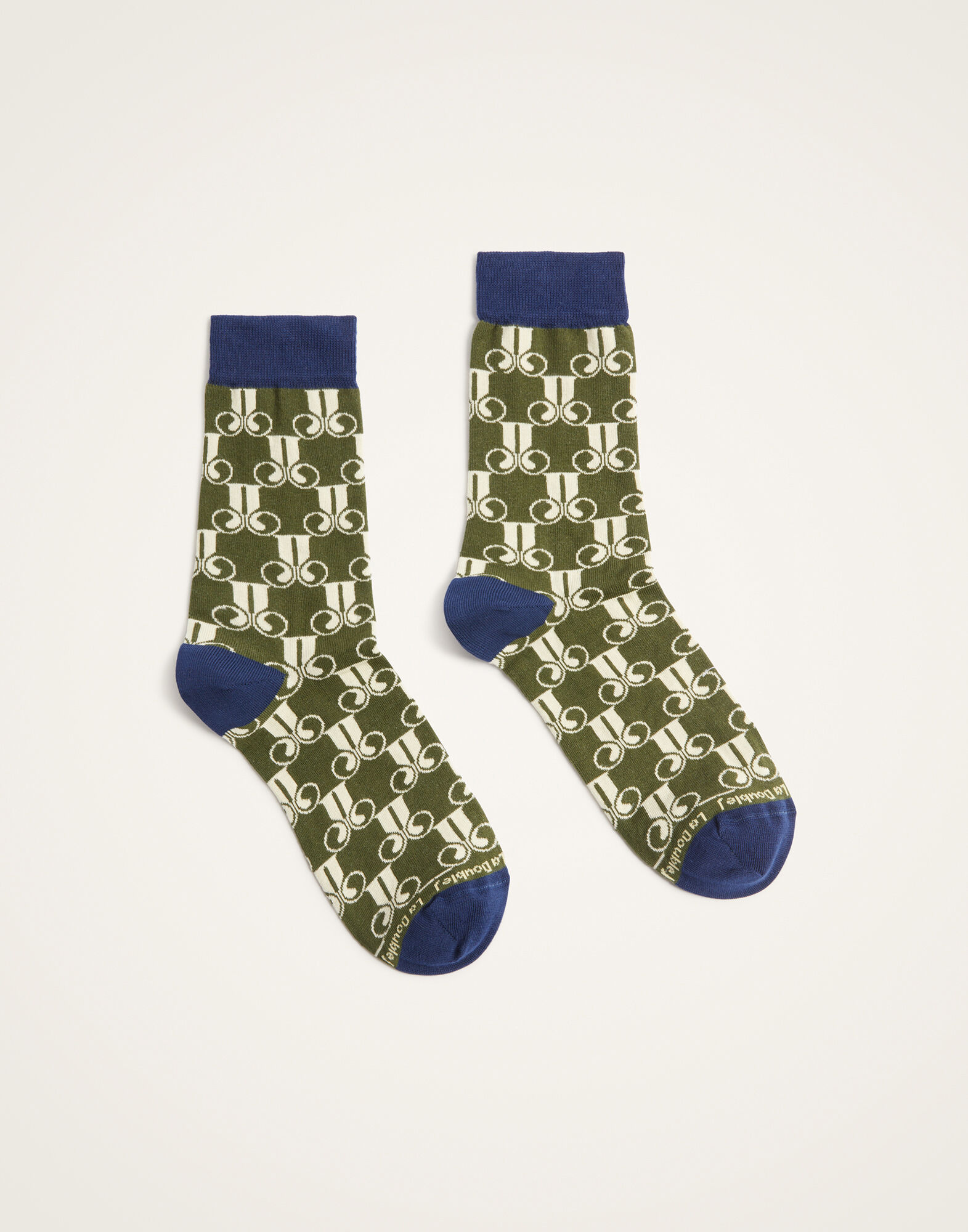 All Time Socks La DoubleJ: La DoubleJ Monogram Military Green All Time Socks La DoubleJ: La DoubleJ Monogram Military Green SOC0016COT083