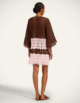 Lacey Mini Baia Skirt La DoubleJ: Color Block Chocolate & Pink SKI0209LAC014