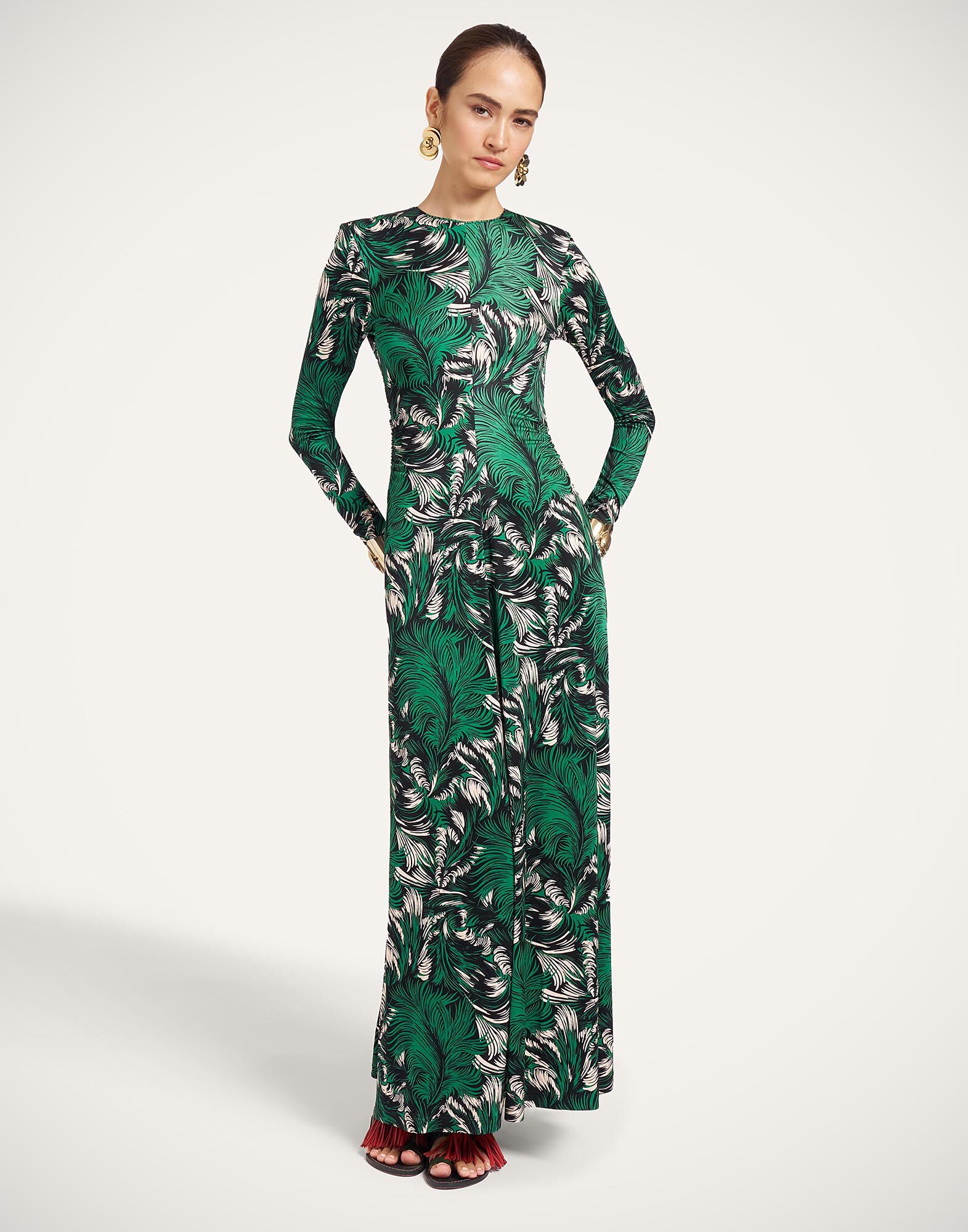 Long Sleeves Angelica Dress La DoubleJ: Quill Green Long Sleeves Angelica Dress La DoubleJ: Quill Green DRE1122JER082