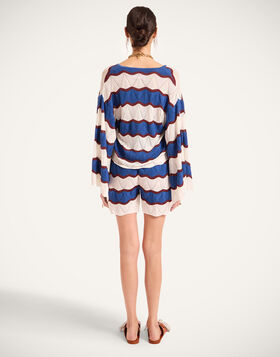Hang Ten Shorts La DoubleJ: Color Block Ivory & Blue TRO0189KNI195