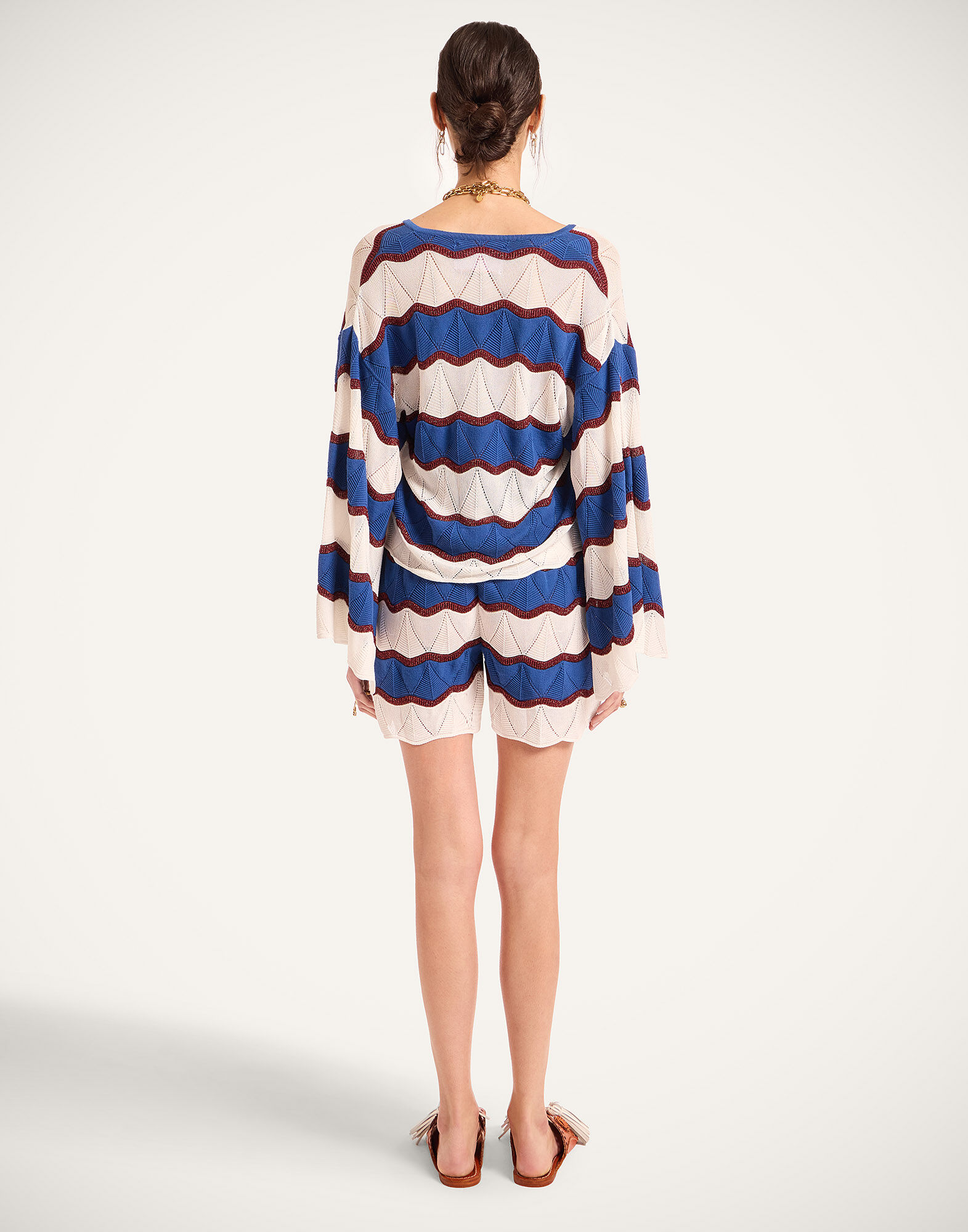 Hang Ten Shorts La DoubleJ: Color Block Ivory & Blue TRO0189KNI195