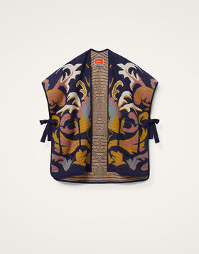 In My Power Knit Scarf Cape La DoubleJ: Multicolor Navy & Cream SCA0083KNI177
