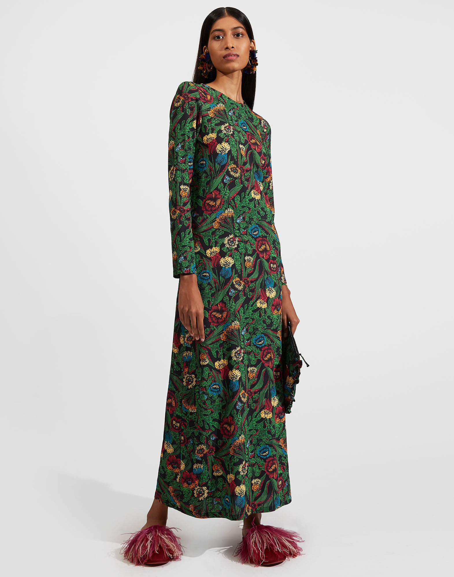 Long Sleeve Swing Dress La DoubleJ: Night Garden Long Sleeve Swing Dress La DoubleJ: Night Garden DRE0184VIS001