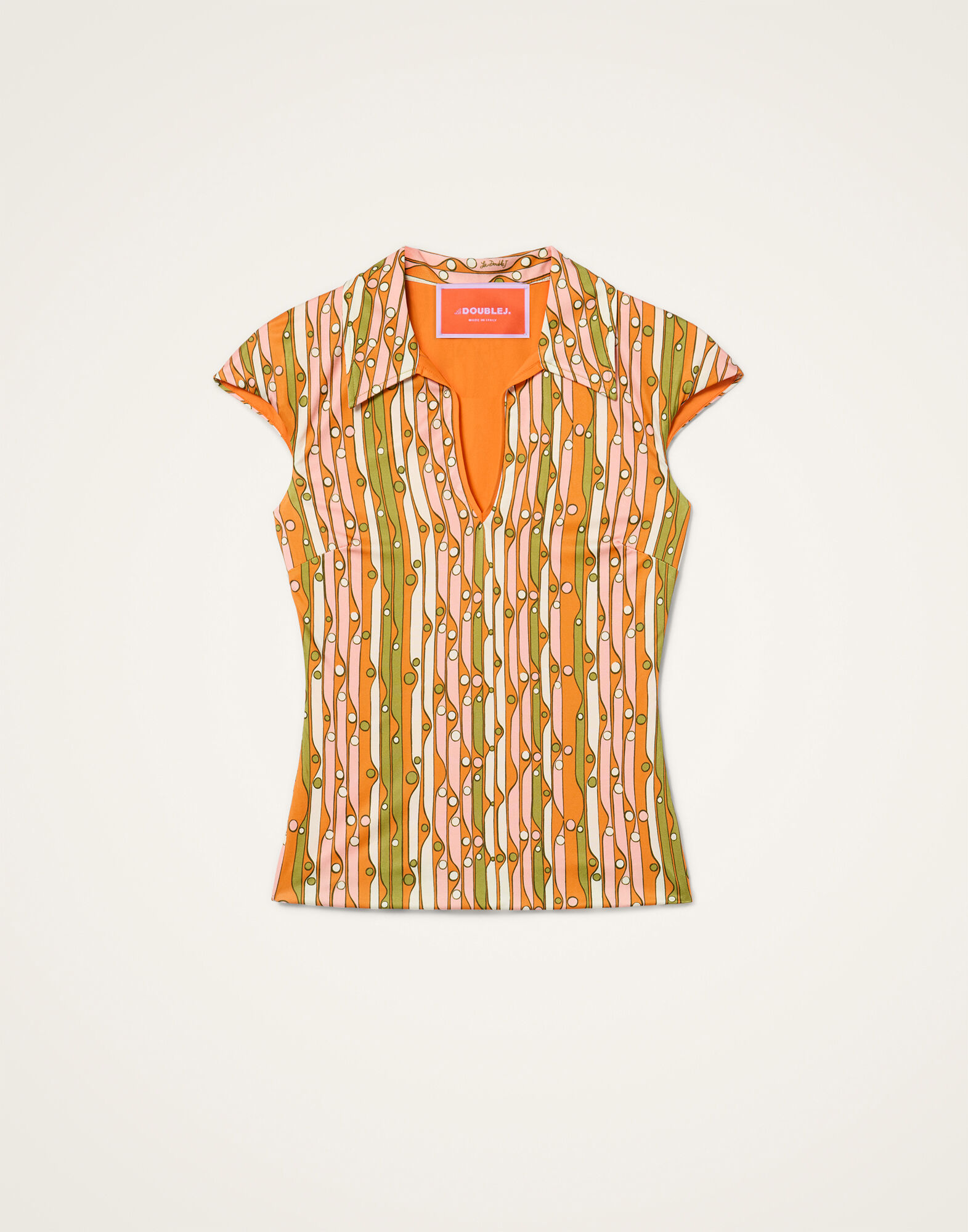 Sleeveless Stretch Polo La DoubleJ: Smarties Orange Sleeveless Stretch Polo La DoubleJ: Smarties Orange TOP0208JER082