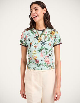 The Cu-Tee Crop La DoubleJ: Zooflora Light Blue TSH0068JER076
