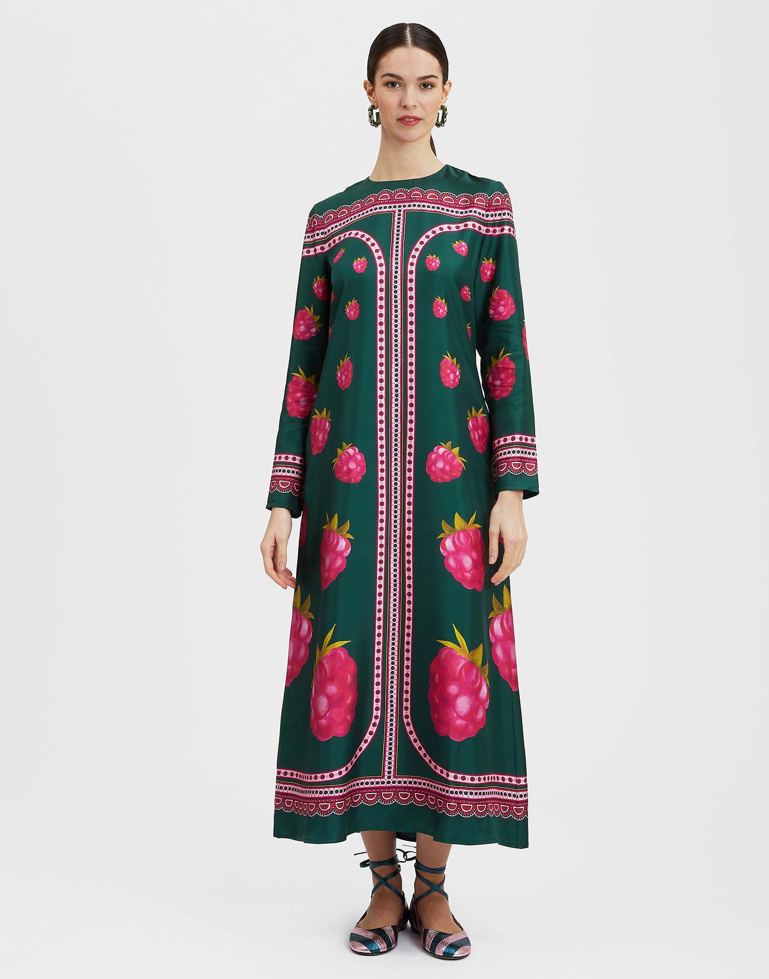 Long Sleeve Swing Dress La DoubleJ: Lampone Placée Emerald Long Sleeve Swing Dress La DoubleJ: Lampone Placée Emerald DRE0231SIL006