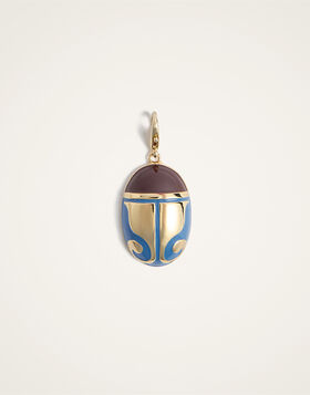 JJ Scarab Charm La DoubleJ: 24K Gold Plate & Blue Enamel CHM0023MET002