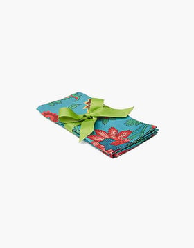 Large Napkins Set Of 2 La DoubleJ: Dragon Flower Turchese NAP0006LIN001