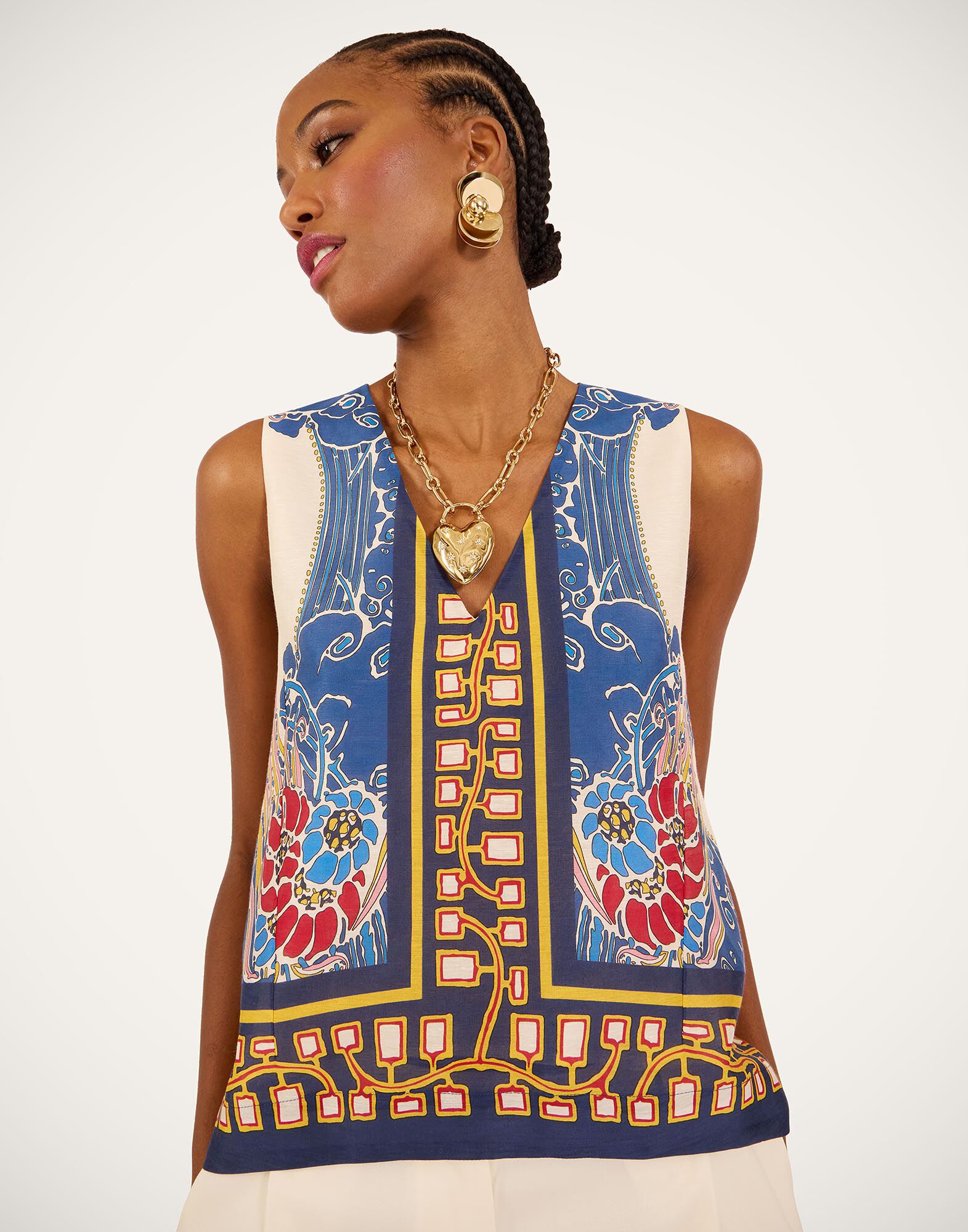 V-Neck Scala Top La DoubleJ: Lemuria Placée Blue TOP0167LIN010