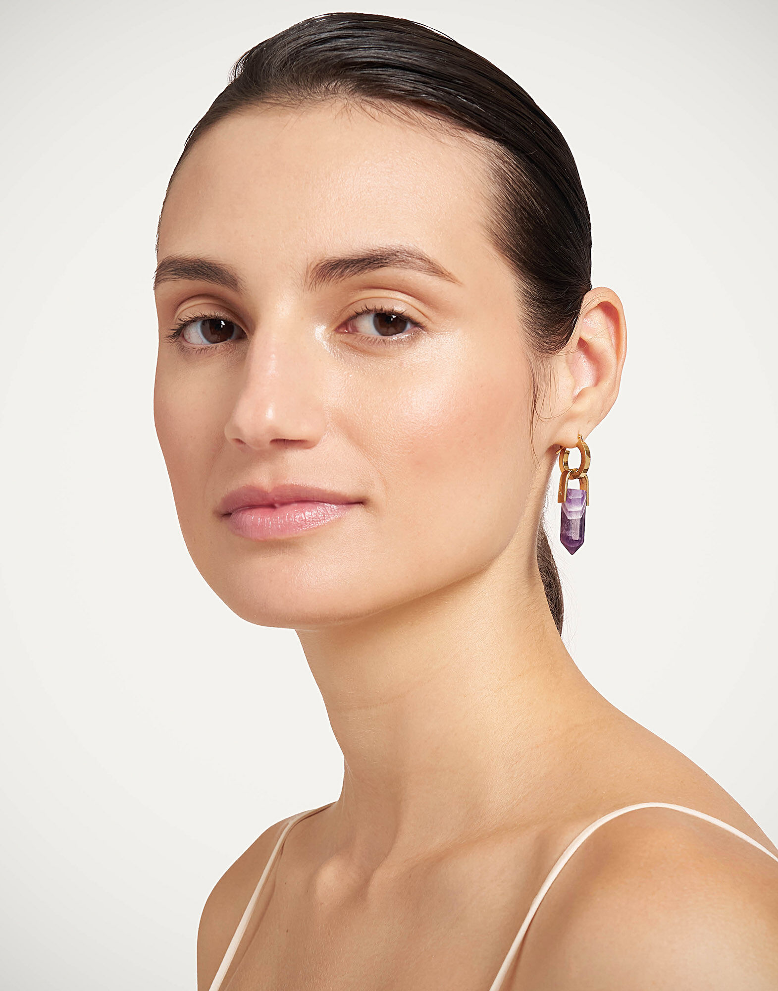 Pillar Earrings La DoubleJ: 24K Gold Plate and Amethyst Pillar Earrings La DoubleJ: 24K Gold Plate and Amethyst EAR0059BRA003