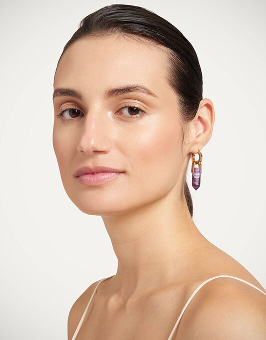 Pillar Earrings La DoubleJ: 24K Gold Plate and Amethyst Pillar Earrings La DoubleJ: 24K Gold Plate and Amethyst EAR0059BRA003