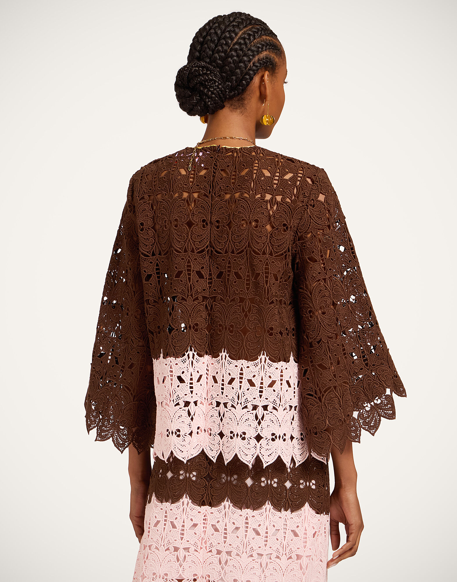 Lacey Make An Exit Top La DoubleJ: Color Block Chocolate & Pink Lacey Make An Exit Top La DoubleJ: Color Block Chocolate & Pink TOP0216LAC014