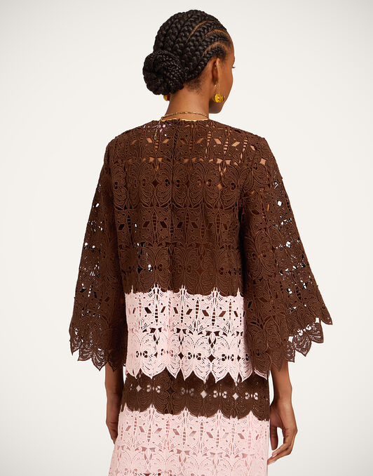 Lacey Make An Exit Top La DoubleJ: Color Block Chocolate & Pink Lacey Make An Exit Top La DoubleJ: Color Block Chocolate & Pink TOP0216LAC014