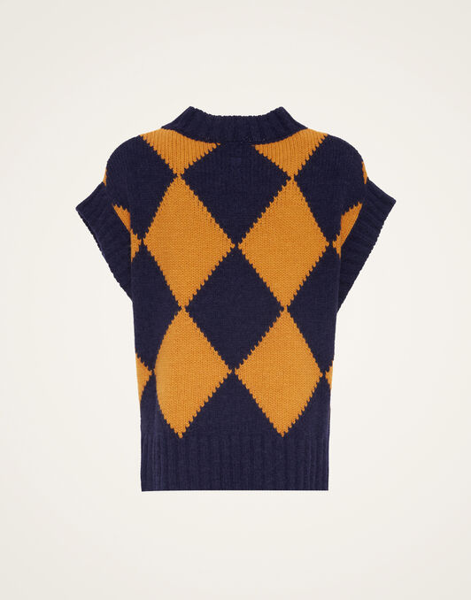 Argyle Gilet La DoubleJ: Navy & Yellow TOP0077KNI064