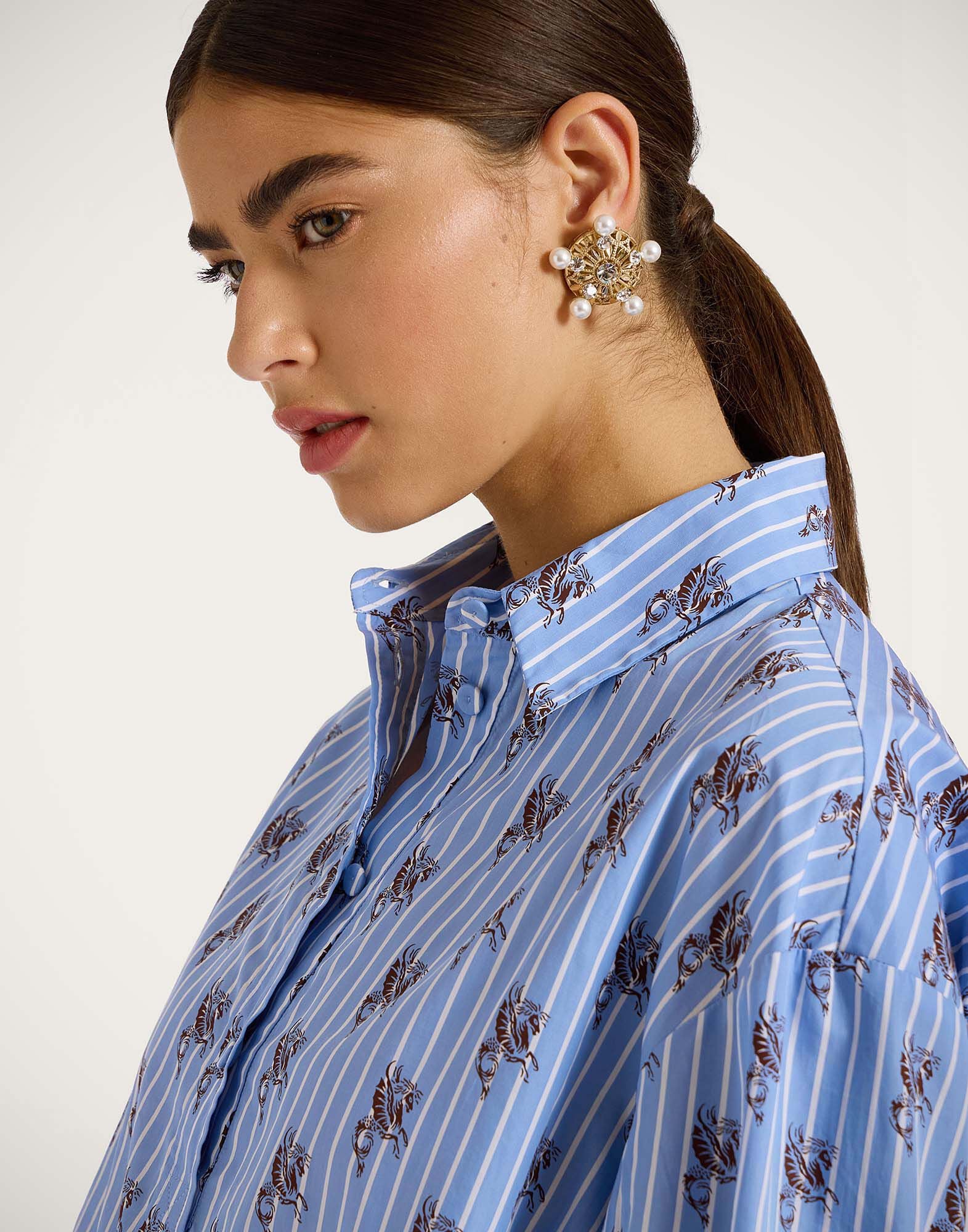 Poet Shirt La DoubleJ: Gryphos Light Blue Poet Shirt La DoubleJ: Gryphos Light Blue SHI0055COT059