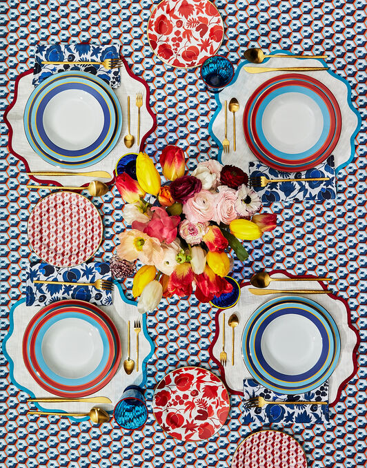 Medium Tablecloth (180x280) La DoubleJ: Cubi Blu TBC0002LIN001