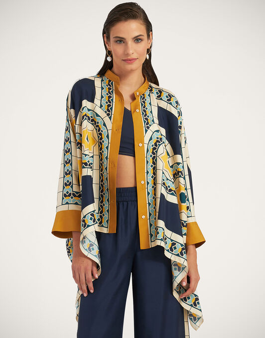 Foulard Shirt La DoubleJ: Mudejar Placée Blue Foulard Shirt La DoubleJ: Mudejar Placée Blue SHI0167LAC008