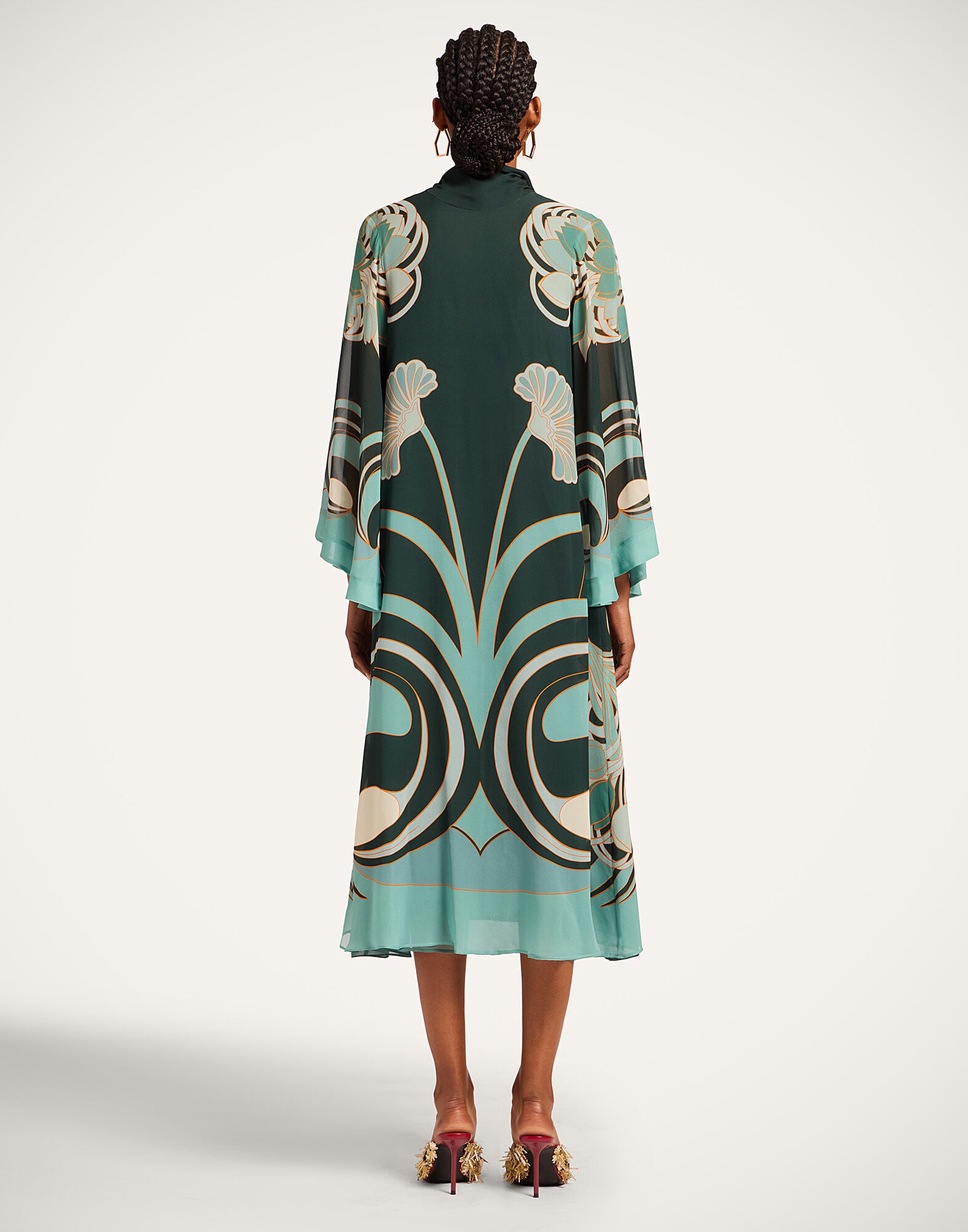 Magnifico Midi Dress La DoubleJ: Blooming Tulip Placée Dark Green Magnifico Midi Dress La DoubleJ: Blooming Tulip Placée Dark Green DRE0788SIL028