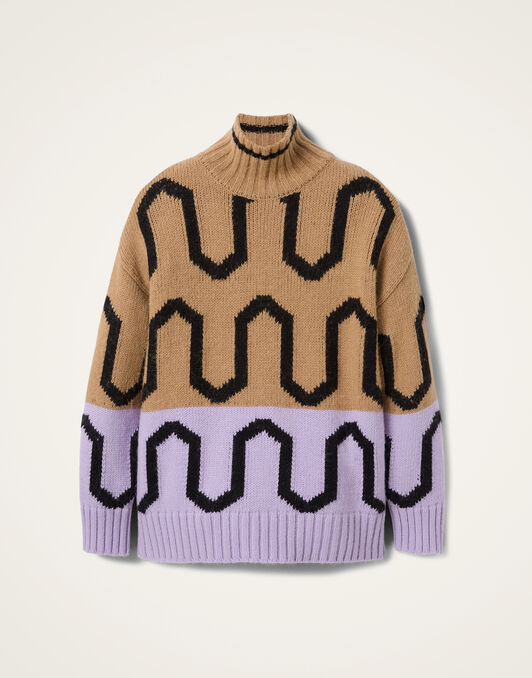 Comber Turtleneck La DoubleJ: Camel & Lilac Comber Turtleneck La DoubleJ: Camel & Lilac PUL0225KNI134