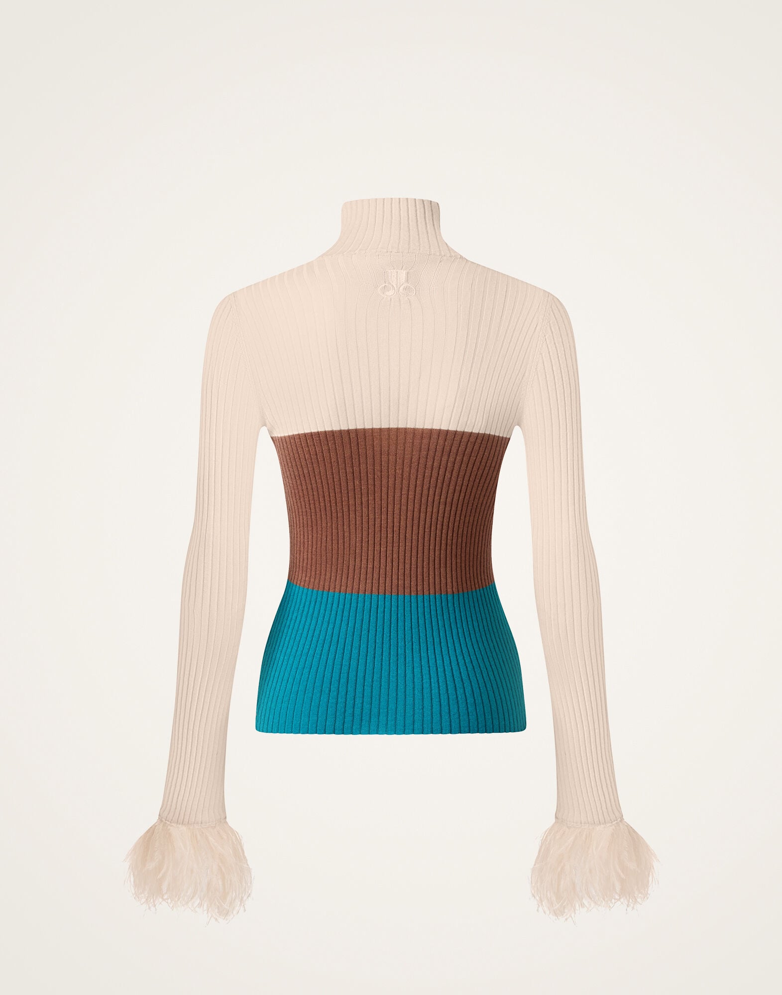 High Kick Top La DoubleJ: Color Block Ecru, Tobacco, and Light Blue High Kick Top La DoubleJ: Color Block Ecru, Tobacco, and Light Blue PUL0167KNI091