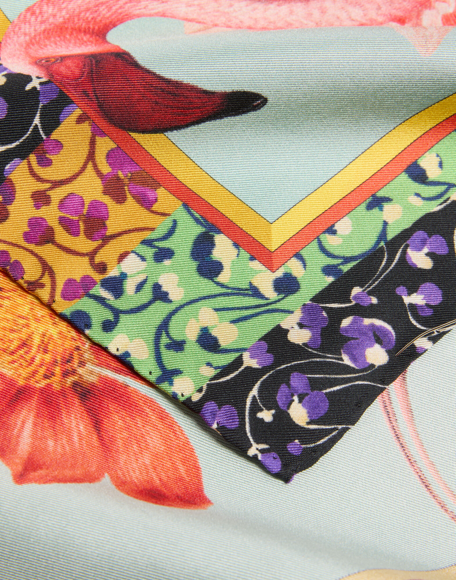 Foulard 45 La DoubleJ: Zooflora Birdbloom Placée Light Blue SCA0065SIL006