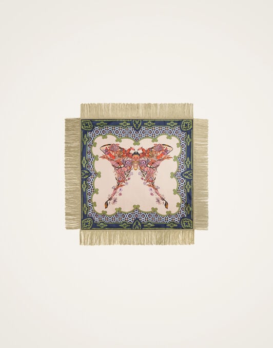 Reversible Fringe Foulard 90 La DoubleJ: Mariposa Placée Celeste Reversible Fringe Foulard 90 La DoubleJ: Mariposa Placée Celeste SCA0073SIL006