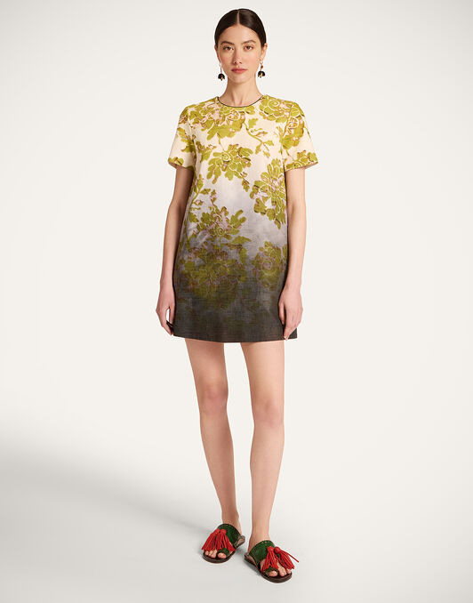 Mini Swing Dress La DoubleJ: Oasis Ombré Placée Green & Black DRE0658COT005