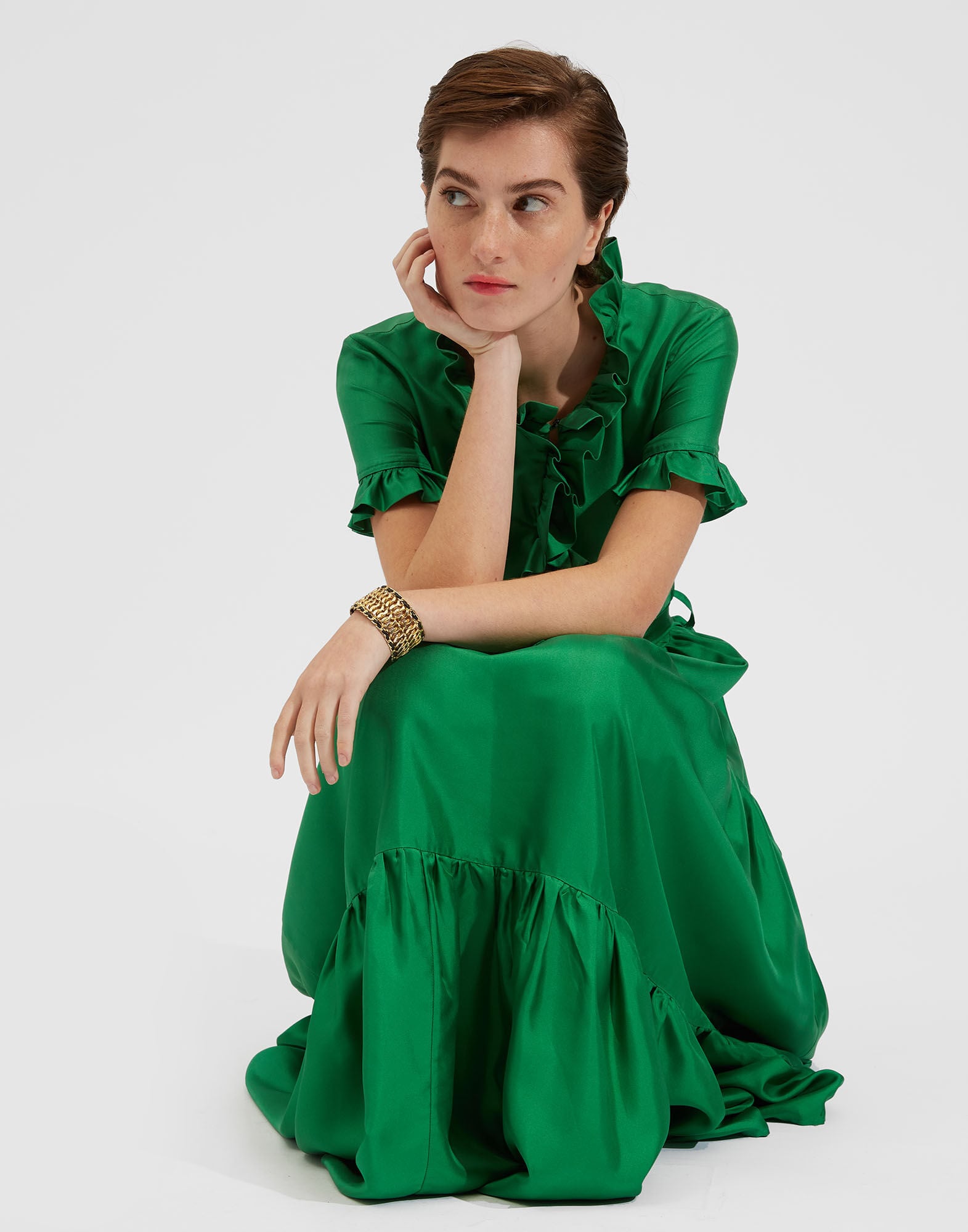 Long & Sassy Dress La DoubleJ: Solid Green Long & Sassy Dress La DoubleJ: Solid Green DRE0017SIL001