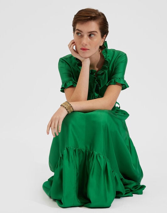 Long & Sassy Dress La DoubleJ: Solid Green Long & Sassy Dress La DoubleJ: Solid Green DRE0017SIL001