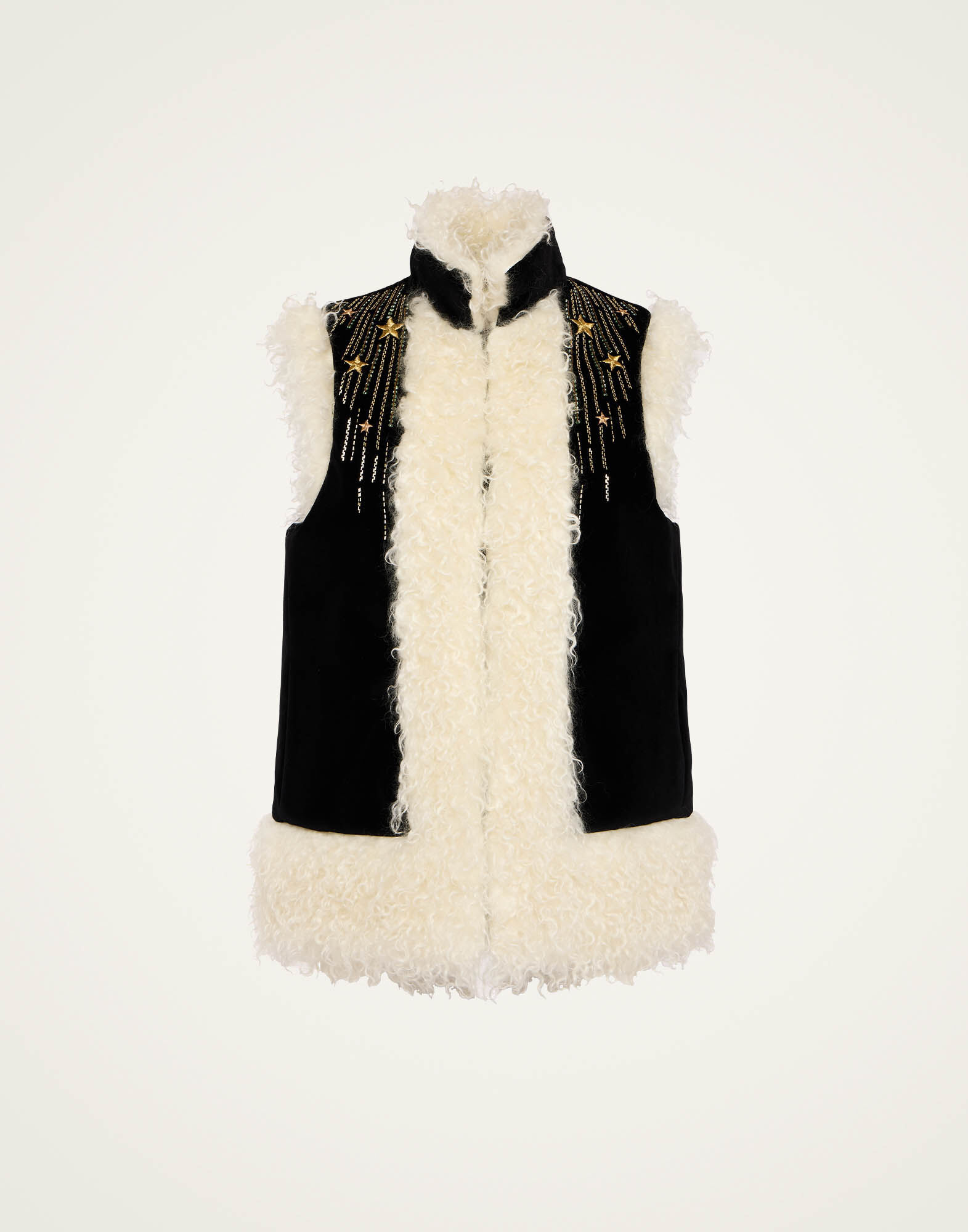 Sleeveless Folk Jacket La DoubleJ: Solid Black JAC0115VEL011