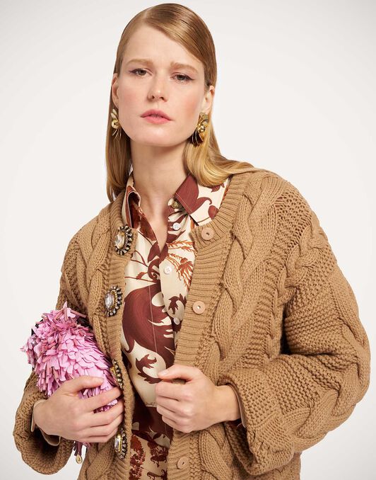 Portrait Cardigan La DoubleJ: Solid Brown Portrait Cardigan La DoubleJ: Solid Brown PUL0211KNI120