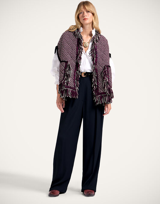 Camelia Cape La DoubleJ: Multicolor Purple & Ivory Camelia Cape La DoubleJ: Multicolor Purple & Ivory JAC0162KNI164