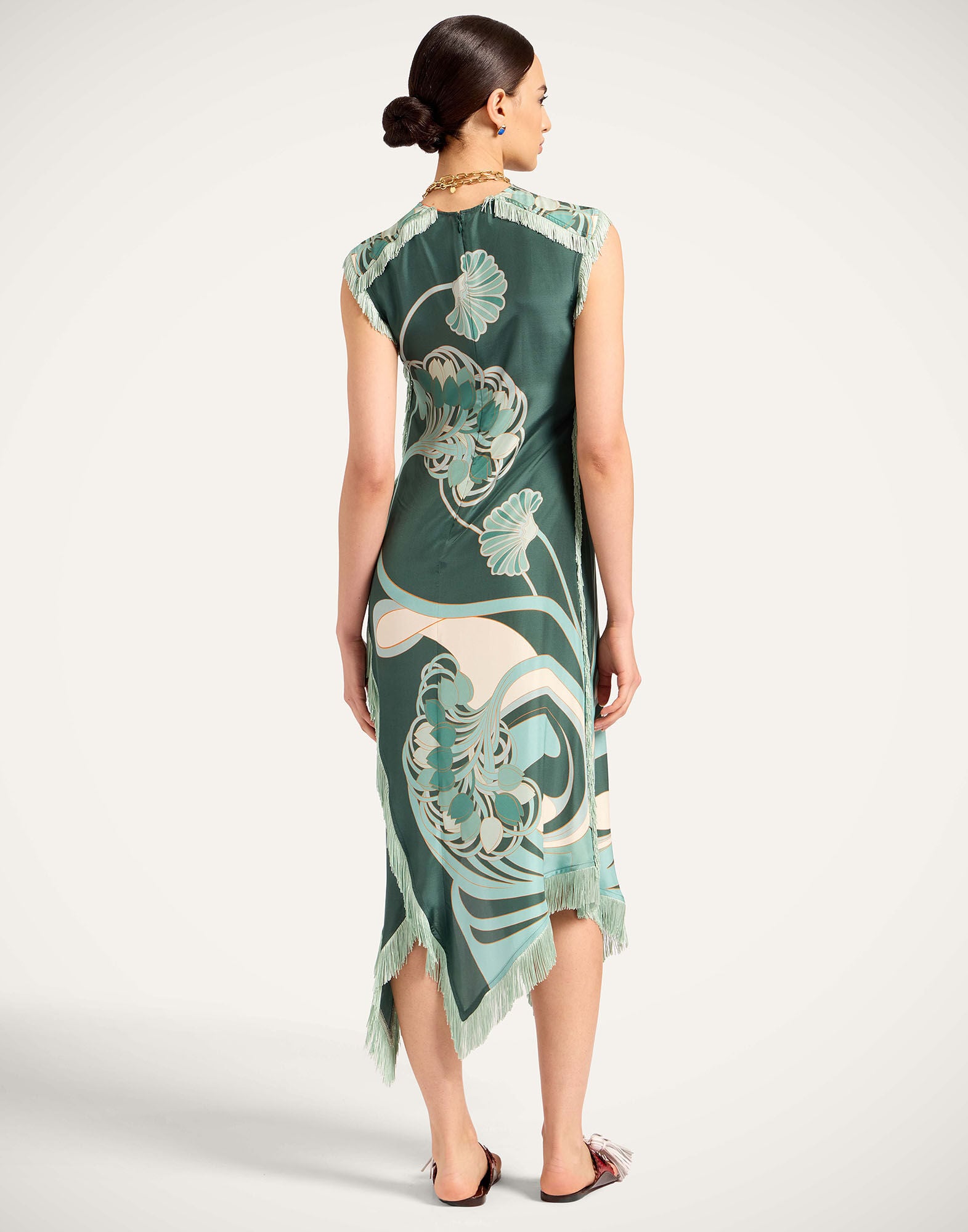 Scarf Dress La DoubleJ: Blooming Tulip Placée Dark Green Scarf Dress La DoubleJ: Blooming Tulip Placée Dark Green DRE0964SIL009