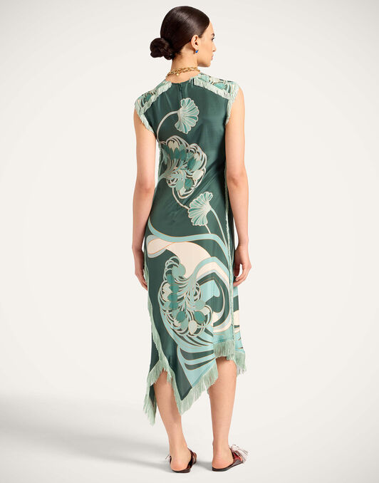 Scarf Dress La DoubleJ: Blooming Tulip Placée Dark Green Scarf Dress La DoubleJ: Blooming Tulip Placée Dark Green DRE0964SIL009