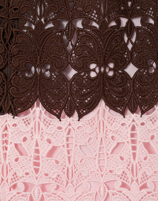 Lacey Mini Baia Skirt La DoubleJ: Color Block Chocolate & Pink SKI0209LAC014