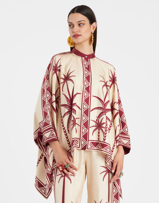 Foulard Shirt La DoubleJ: Date Palms Placée Ivory SHI0167LAC008