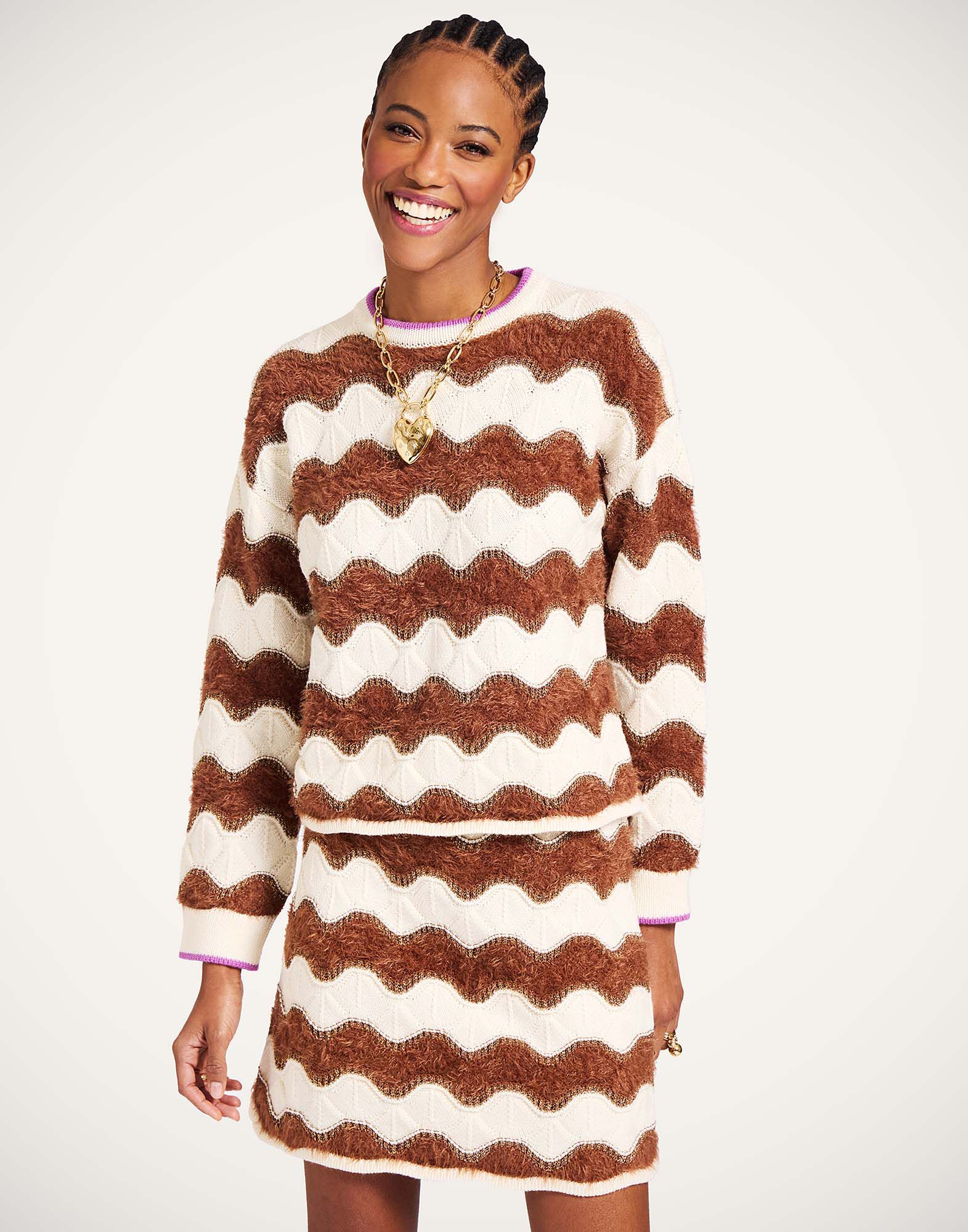 Hang Ten Sweater La DoubleJ: Color Block White & Brown Hang Ten Sweater La DoubleJ: Color Block White & Brown PUL0330KNI183