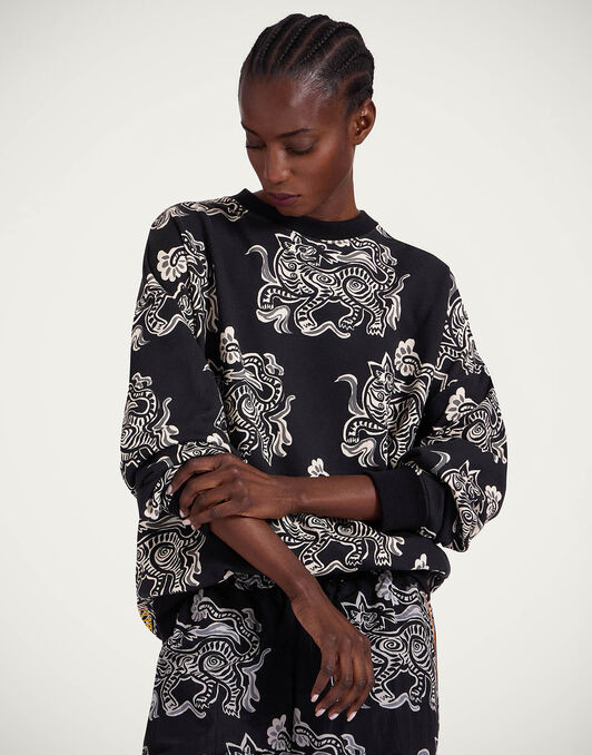 Off Court Sweatshirt La DoubleJ: Crazy Tigers Black & White SWE0035JER054